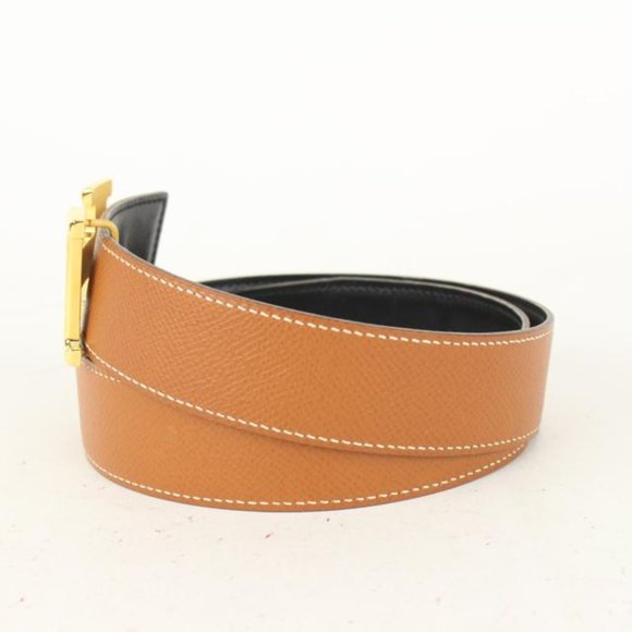 Hermès 32mm Reversible H Logo Belt Kit Brown x Black x Gold 1H96a